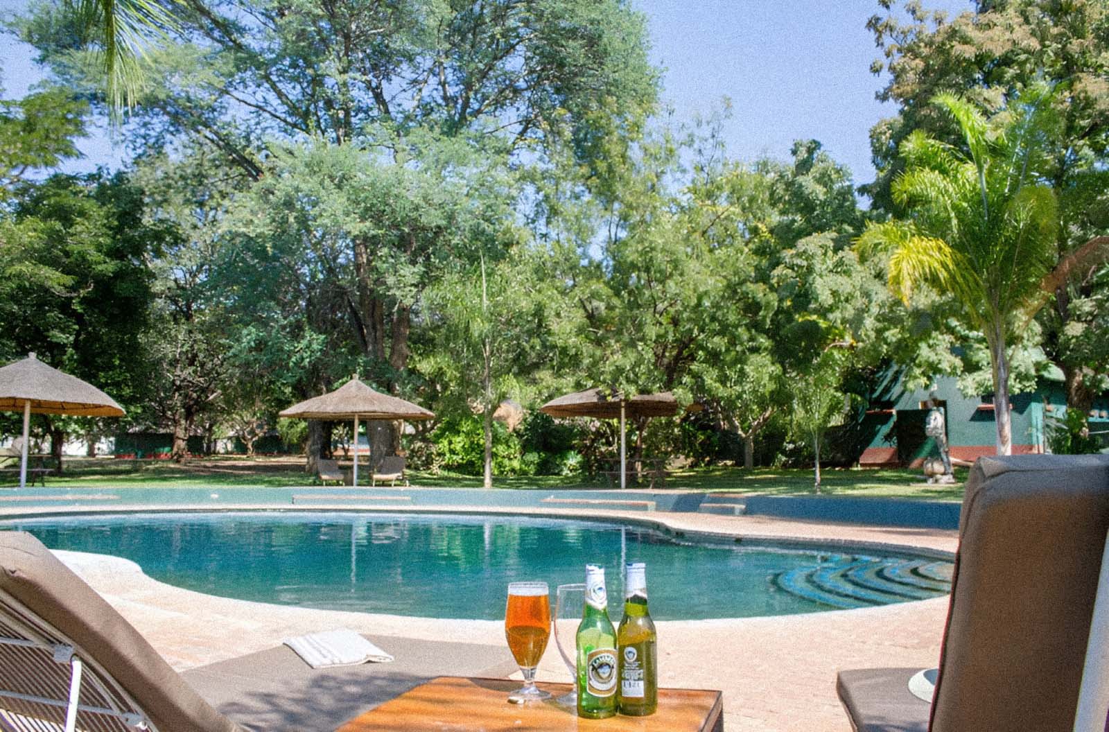 The pool at Rest Camp, shaded by large trees